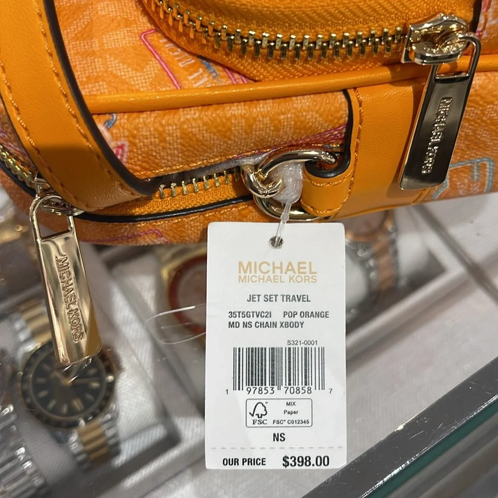 MICHAEL KORS Jet Set Md Printed Signature Logo Crossbody NS CHAIN XBODY Flight - Picture 9 of 16